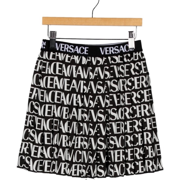 VERSACE Logo Pleated Skirt - Picture 2 of 7